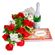 красные розы с шампанским и конфетами. Испания